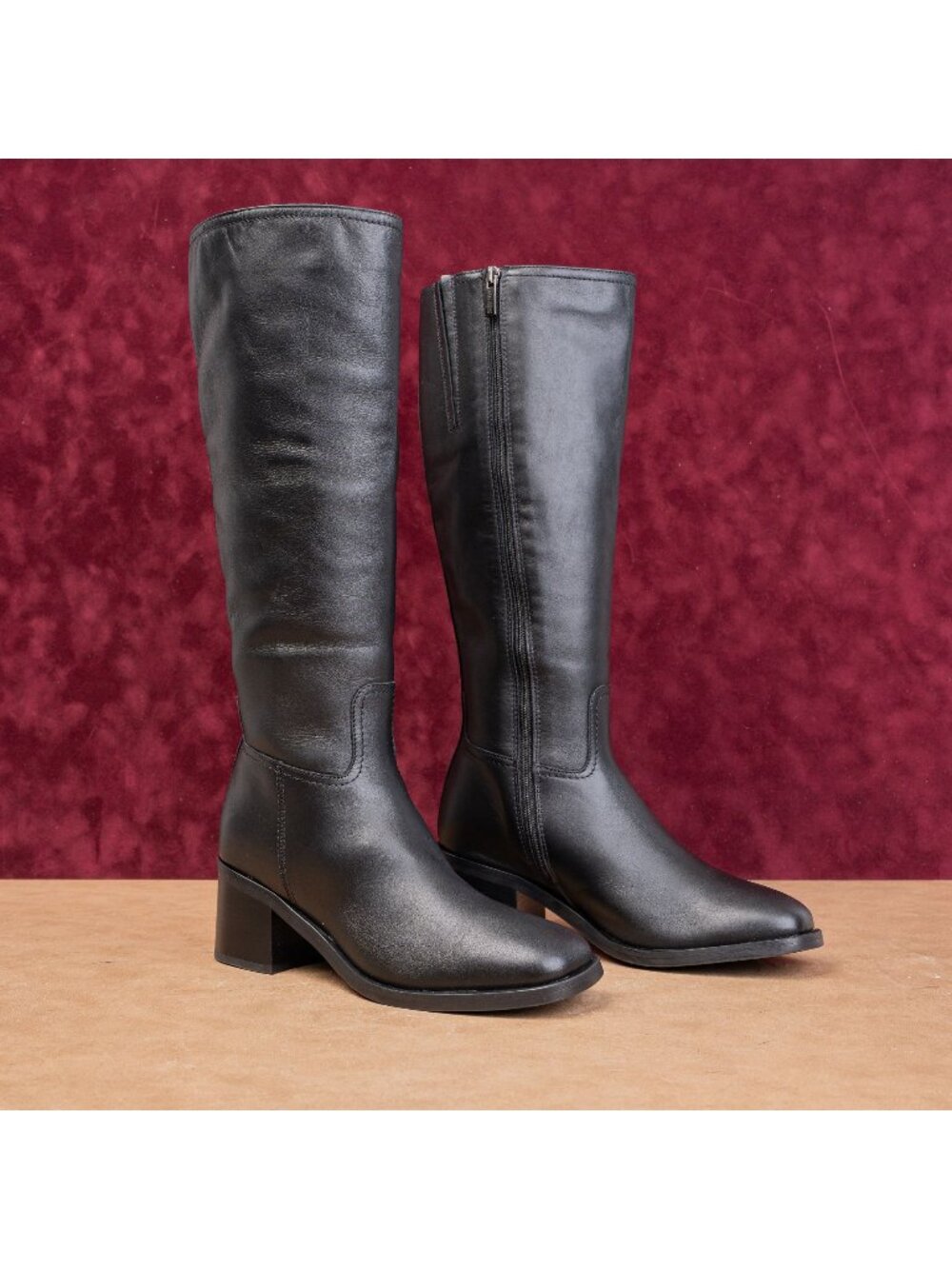 La Canadienne Women Jack Waterproof Festival Square Black Leather Zip Boots sz 7